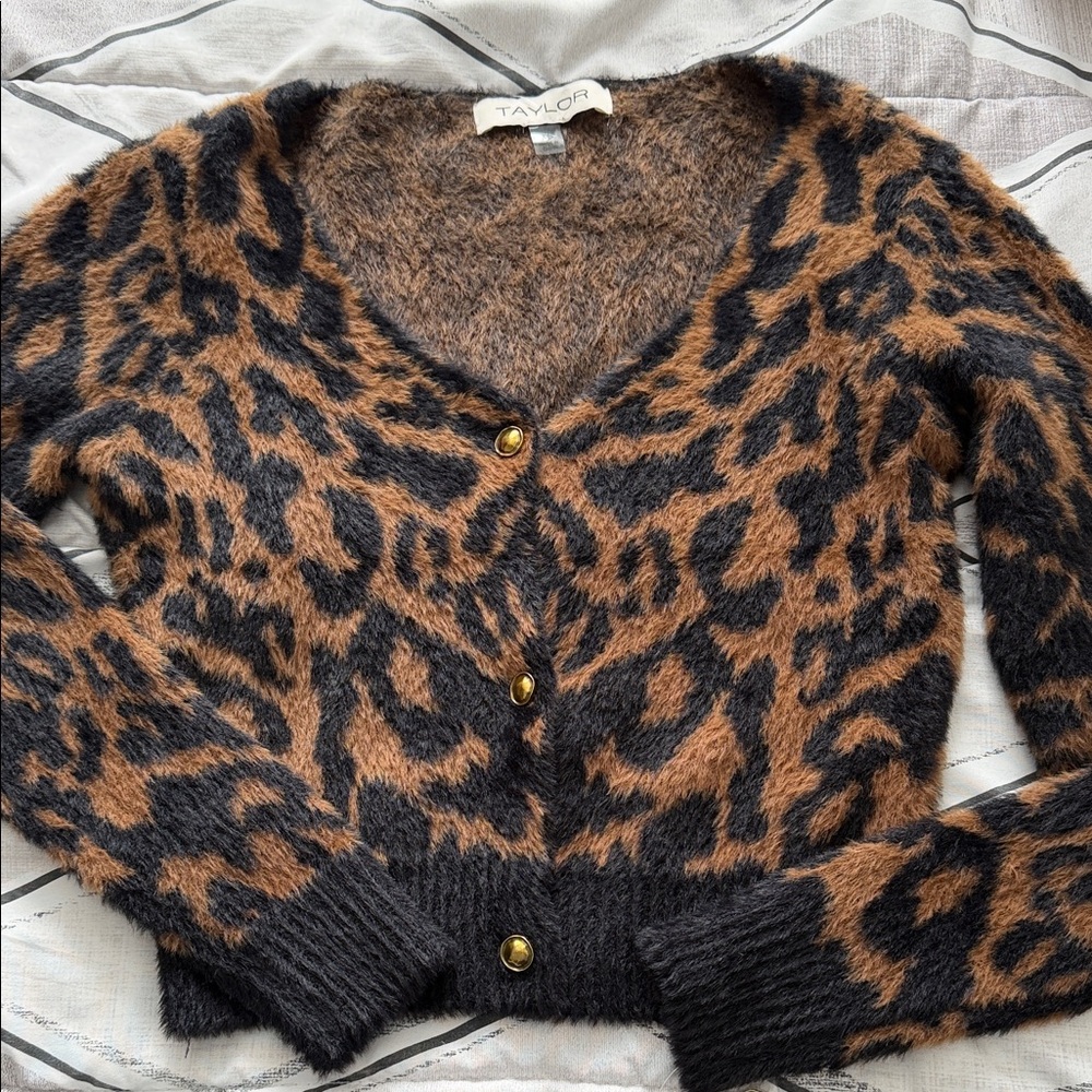 Taylor Leopard Print Cardigan - Black and Brown